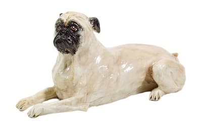 EVE PEARCE Hand Crafted England Pug Dog Porcelain Figure Hallmarked OOAK - Image 1