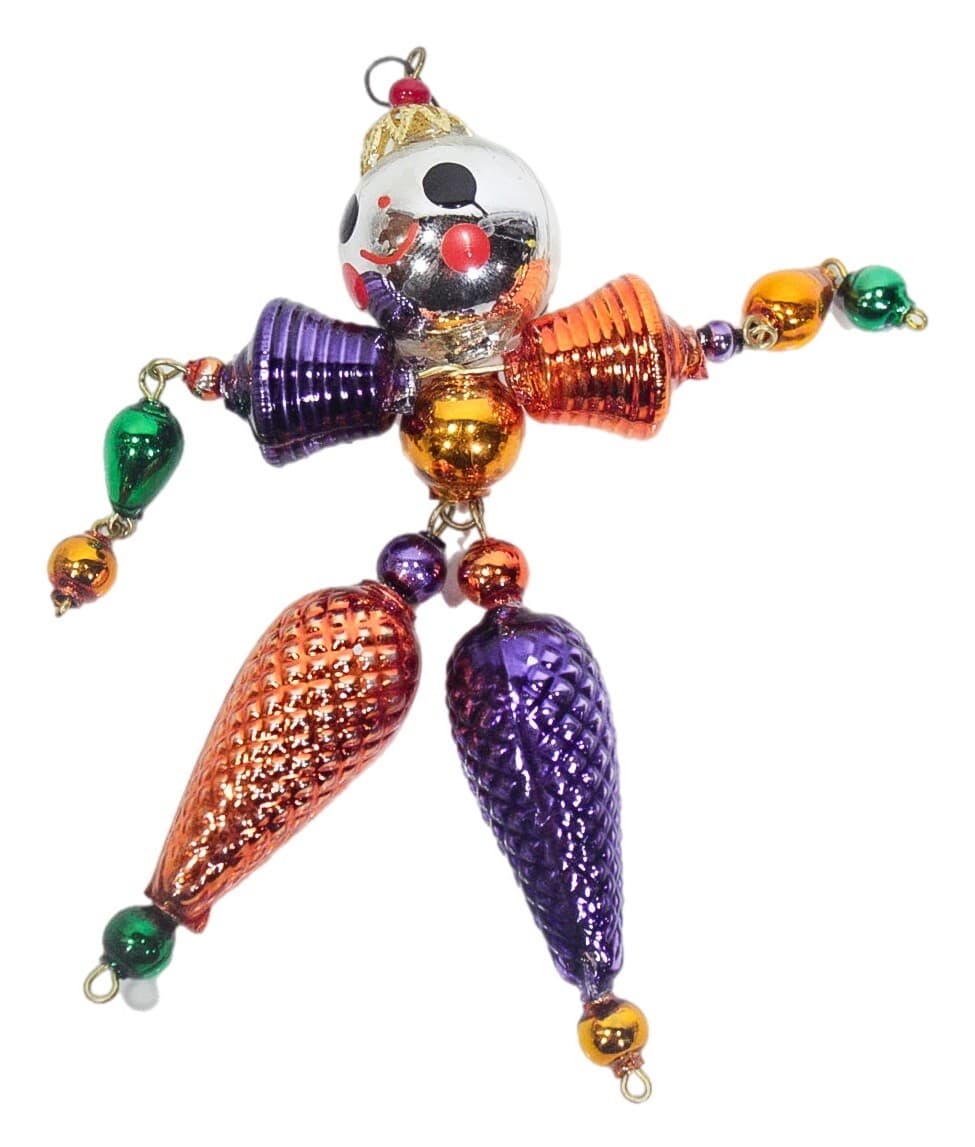 CHRISTOPHER RADKO Vintage Multicolor Wiggle Man Glass Christmas Ornament - Image 1