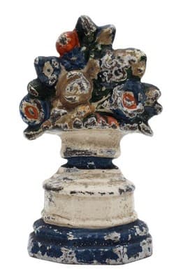 Hubley Antique Cast Iron Flower Bouquet Polychrome Petite Doorstop - Image 1