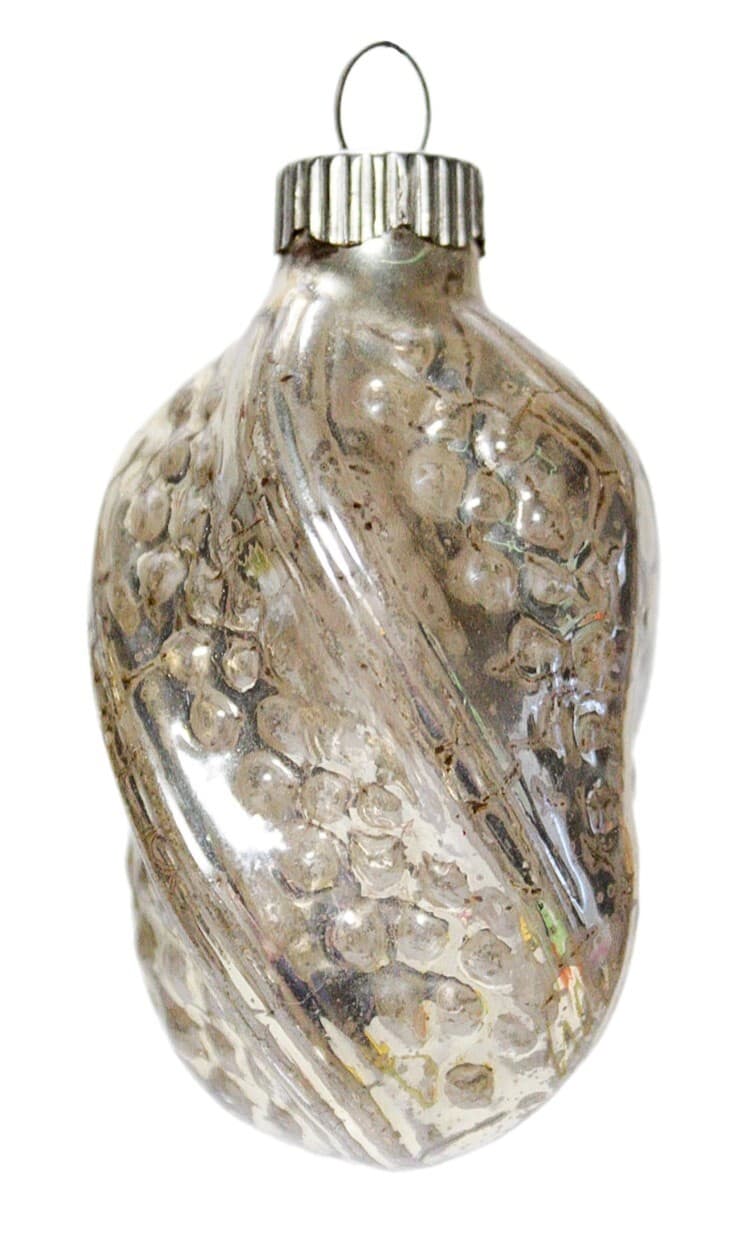 Shiny Brite U.S.A. Vintage Bumpy Spiral Silvered Glass Christmas Ornament - Image 1