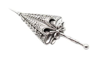 Lang Designer Vintage Sterling Silver 925 Umbrella Parasol Motif Pin Brooch - Image 1