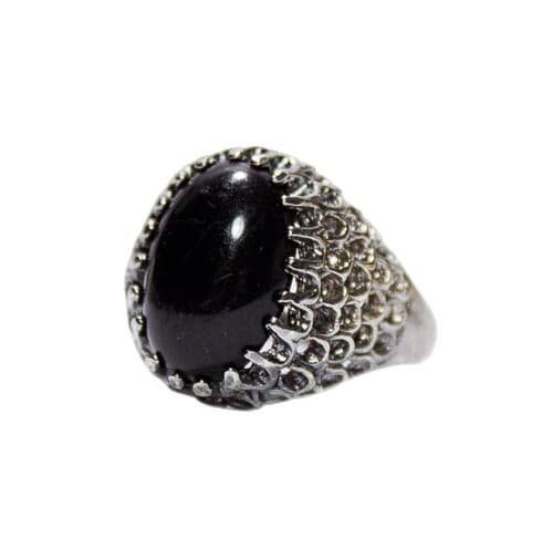 Sterling Silver 925 Black Onyx Mesh Design Dome Cocktail Ring Size 8 - Image 1