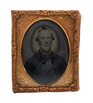 Antique Civil War Era 1860's Daguerreotype Gentleman Photo - Image 1