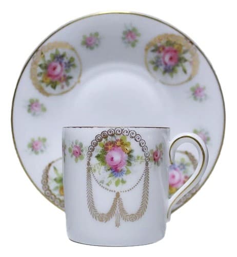 Vintage Antique Rosenthal Germany Floral Motif Demitasse Porcelain Cup & Saucer - Image 1