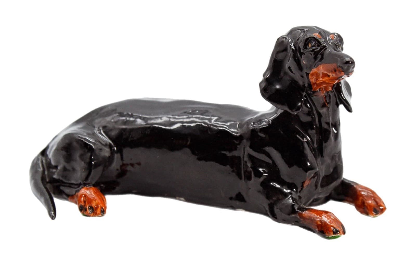 EVE PEARCE Handcrafted Black Dachshund Porcelain Dog Figure Sculpture OOAK - Image 1