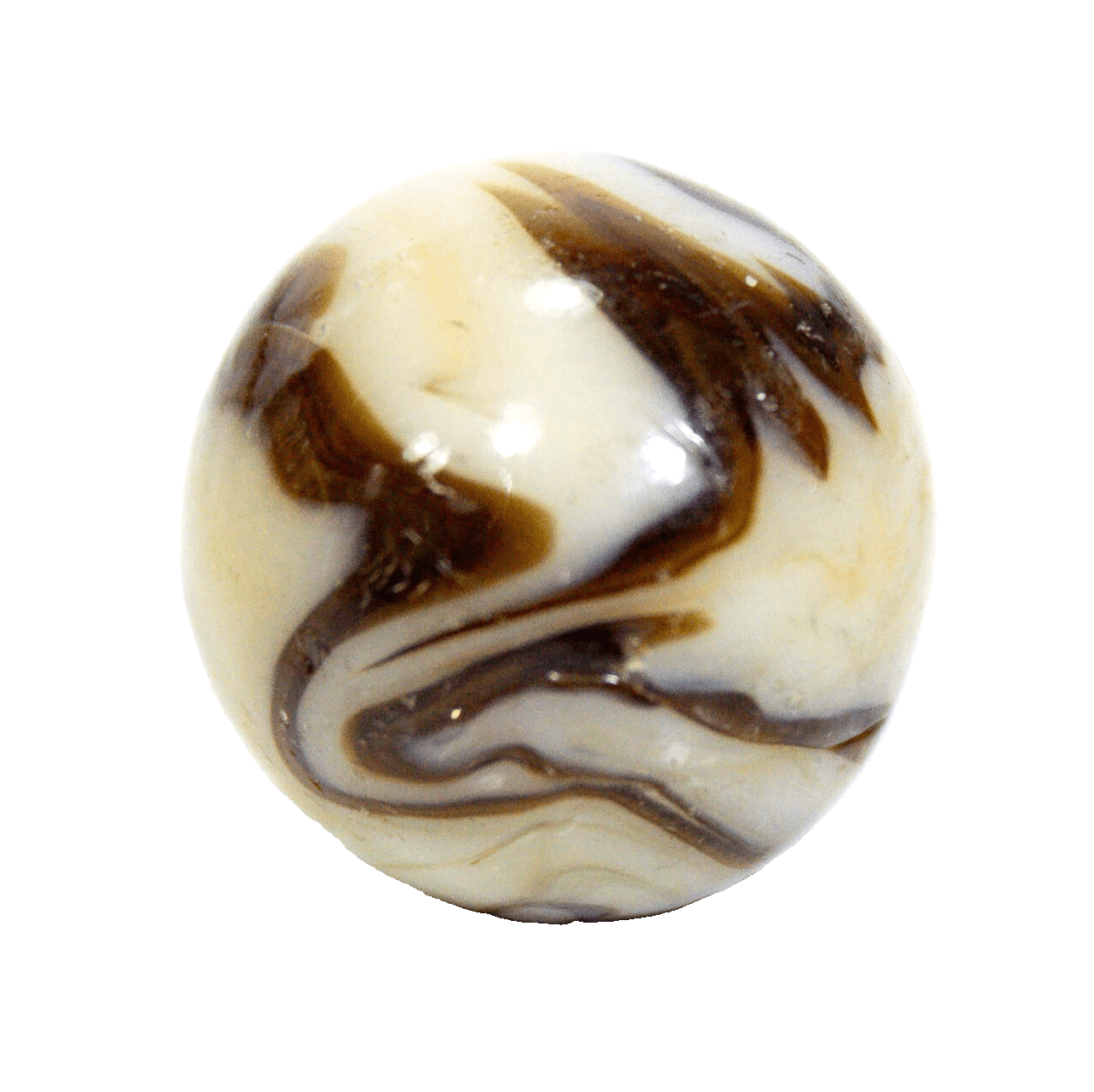 Vintage Alley Agate Brown & White Caramel Swirl Toy Marble 0.67" - Image 1