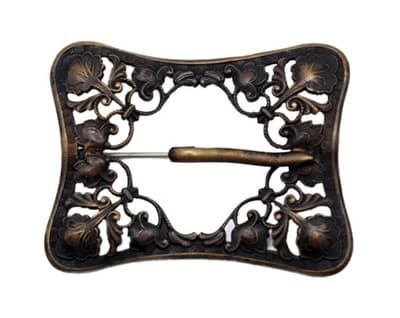 Victorian Antique Brass Floral Sash Belt Buckle Rectangular Pin Brooch - Image 1