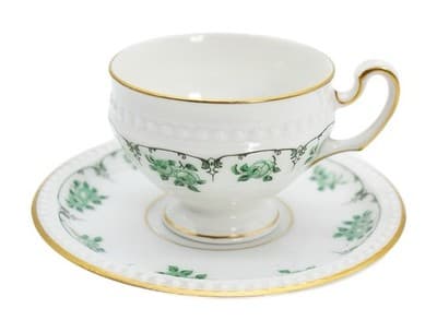 Vintage HUTSCHENREUTHER Selb Germany Green Floral Cup & Saucer - Image 1