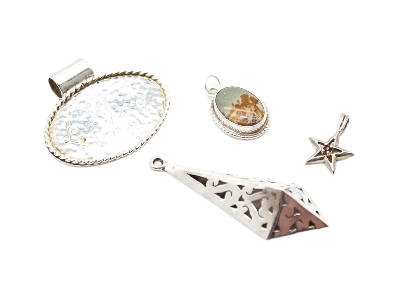 Lot of 4 Vintage 925 Sterling Silver Artisan Assorted Jewelry Pendant 11.7 g - Image 1