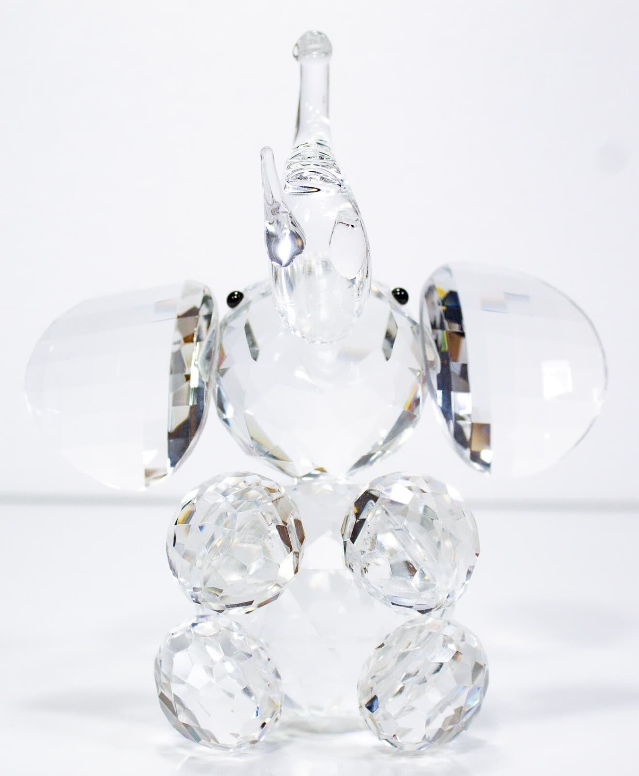Clear Large Crystal Glass Collectibel Elephant With Tusks Animal Figurine - Image 1