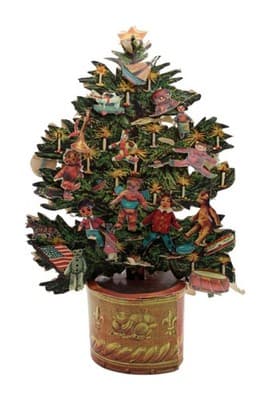 Vintage Pop Up Paper Holiday Christmas Tree Decor Assorted Ornaments - Image 1