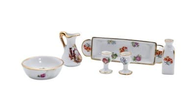 Vintage LIMOGES France Assorted Porcelain Floral Motif Dollhouse Miniatures - Image 1