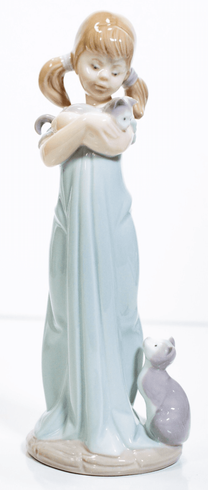 LLADRO "Don't Forget Me" Girl With Cats Porcelain Figurine - Image 1