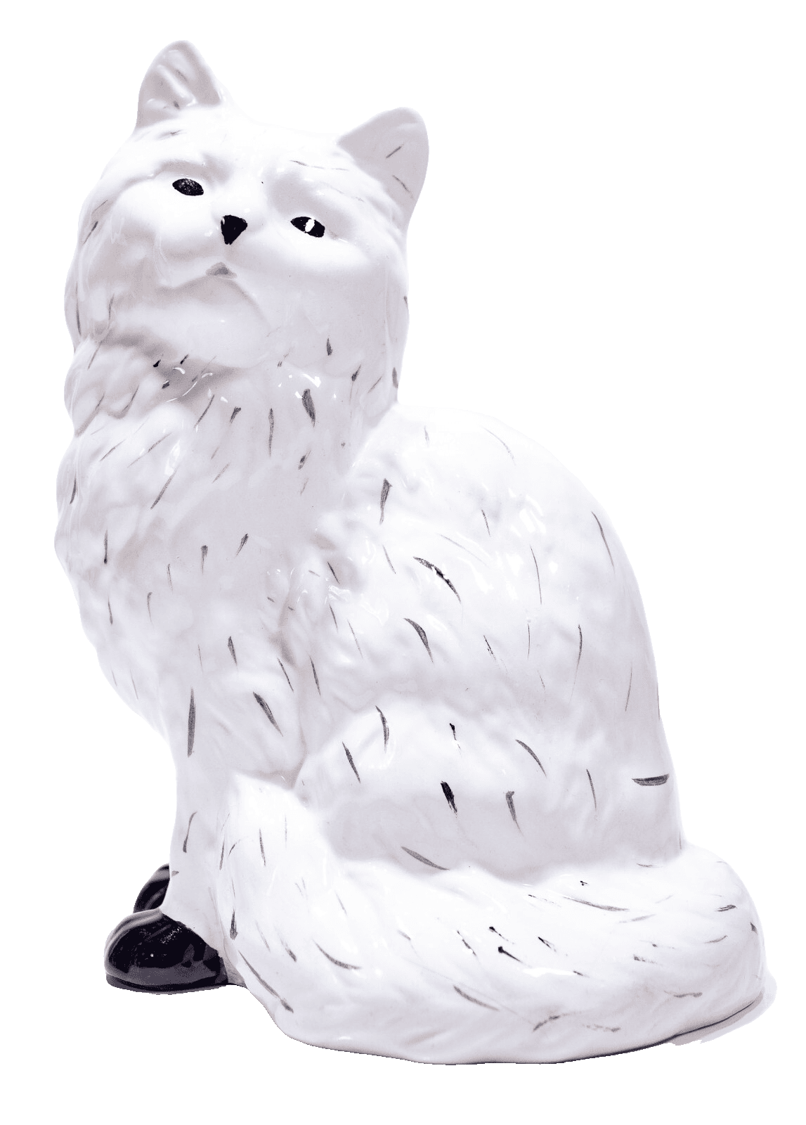 Vintage Large Hand Painted White Porcelain Cat Figurine 8" Tall - Image 1