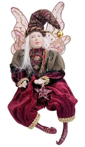 RARE Vintage Victorian Style Fairy Holiday Doll Red Velvet Shelf Sitter Figurine - Image 1
