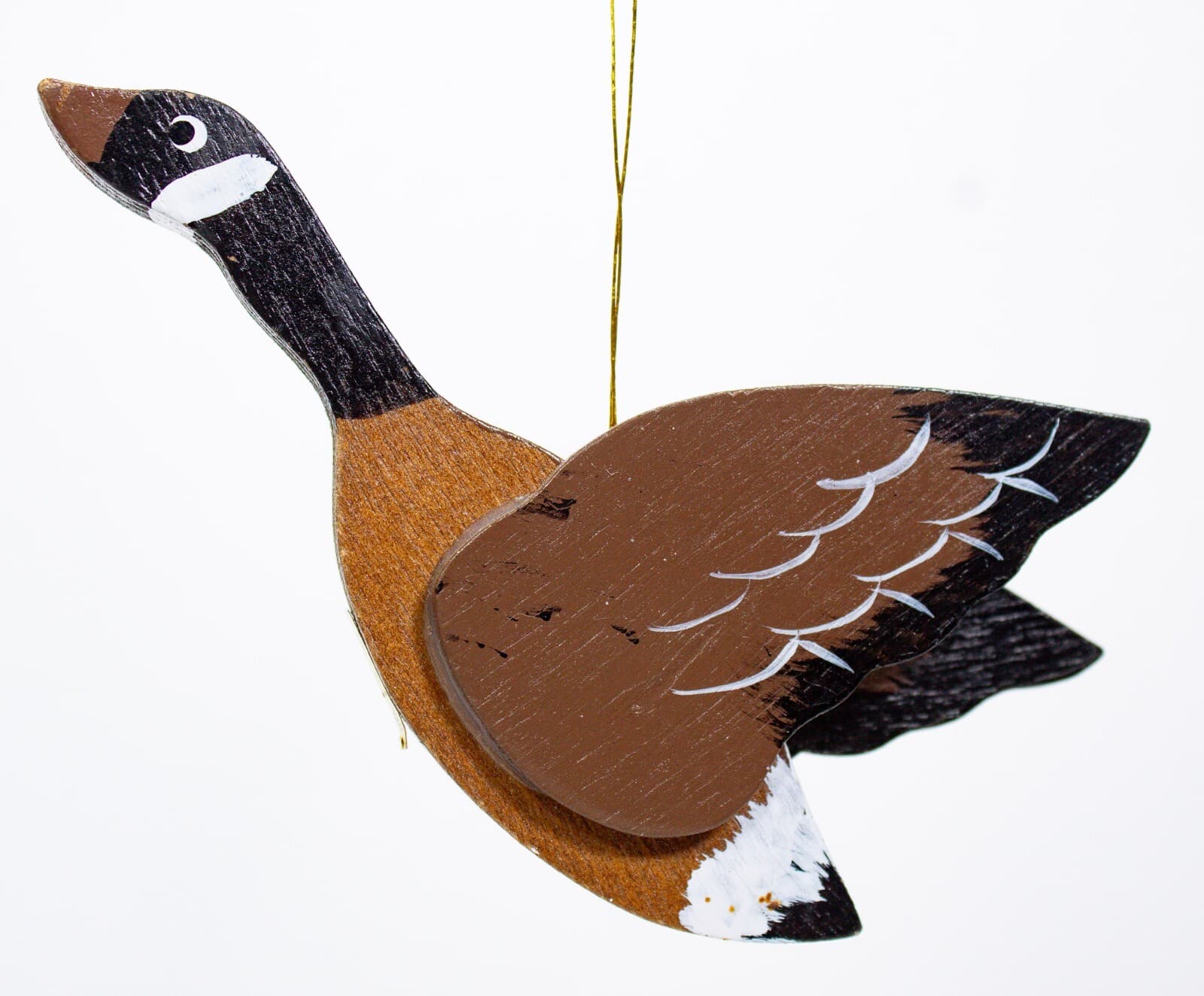 Made in Taiwan Vintage Wooden Goose Bird Animal Christmas Ornament - Image 1