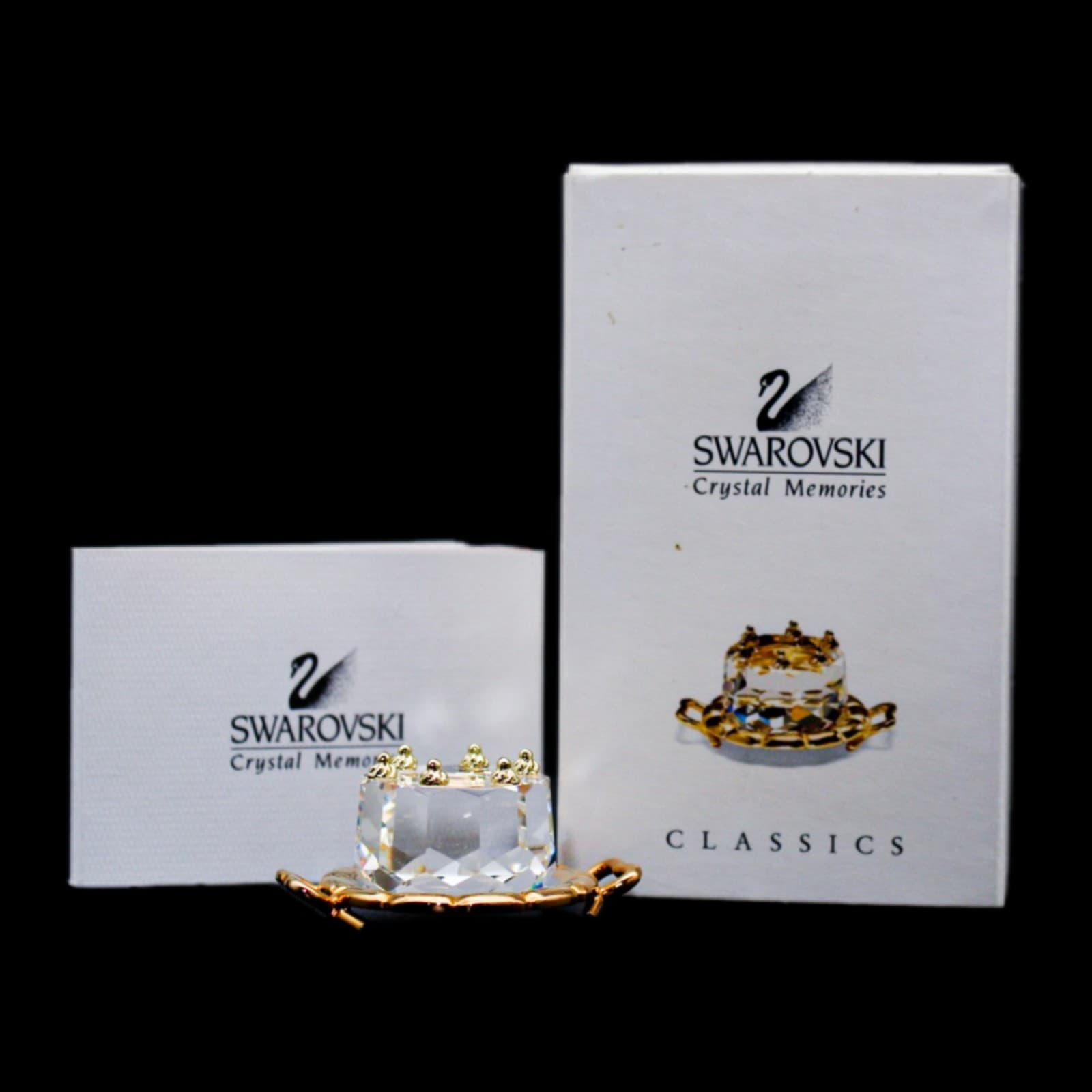 Swarovski Crystal Memories Birthday Cake & Tray Figurine 191602 Retired w/ Box - Image 1