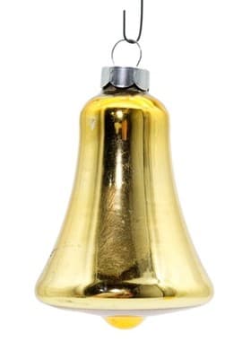 Shiny Brite U.S.A. Vintage Gold Bell Motif Glass Holiday Christmas Ornament - Image 1