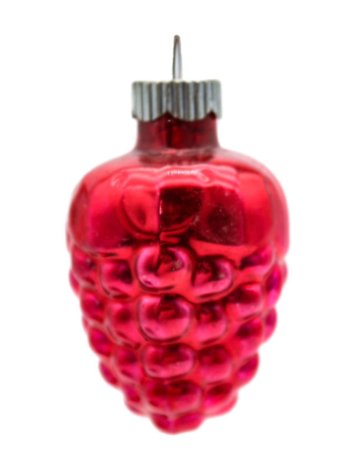 Shiny Brite USA Vintage Red Grape Cluster Bumpy Glass Christmas Ornament 2" - Image 1