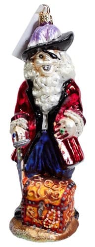 CHRISTOPHER RADKO Skull Duggery Glass Halloween Pirate Christmas Ornament w/ Tag - Image 1