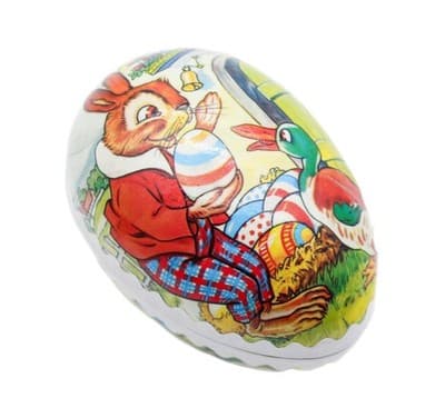 Echt Erzgebirge Germany Paper Mache Easter Bunny & Duck Egg Candy Container - Image 1