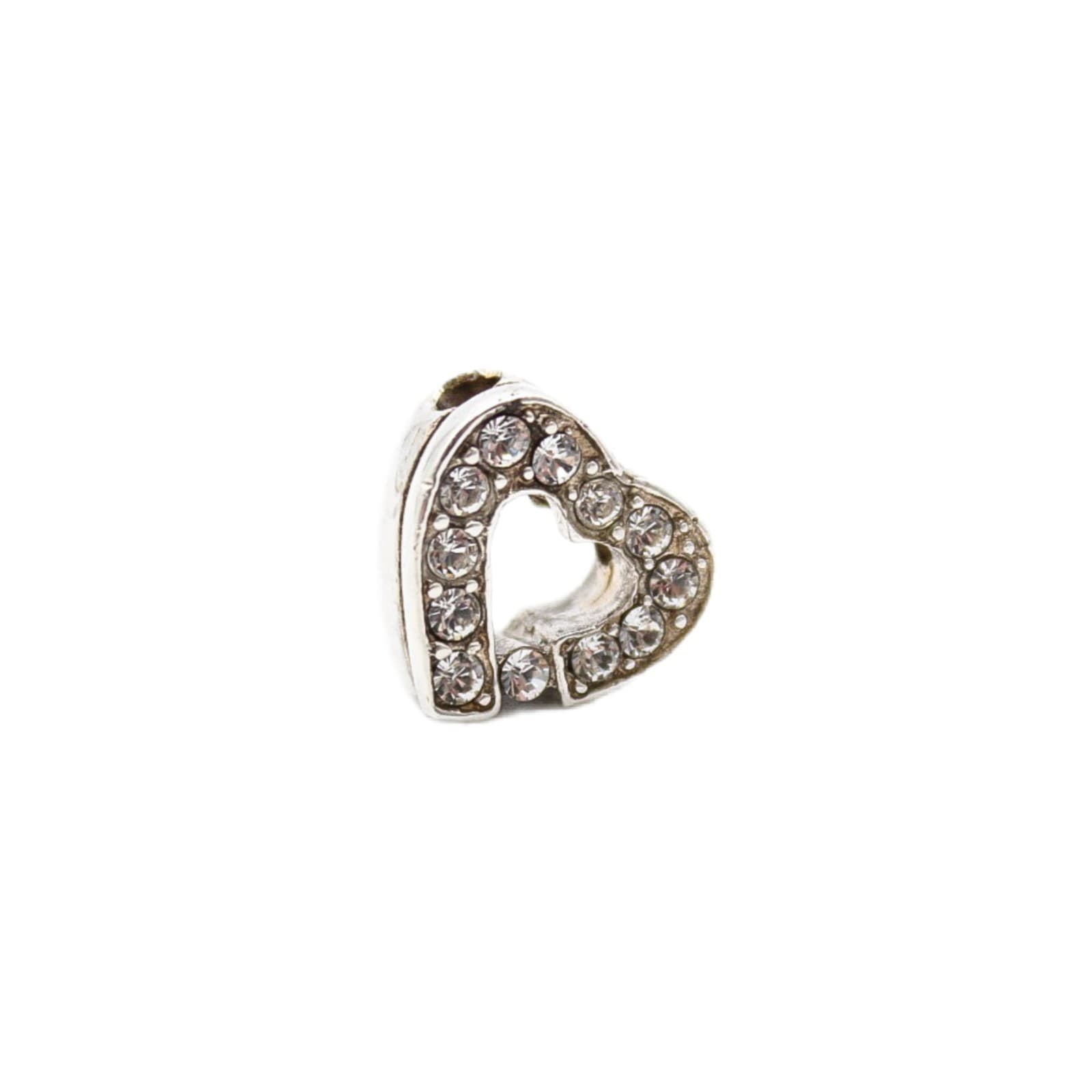 Vintage Sterling Silver 925 Crystal CZ Heart Charm Slide Pendant - Image 1