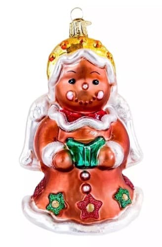 Vintage OWC Christmas 2003 Blown Glass Angel Gingerbread Cookie Ornament - Image 1