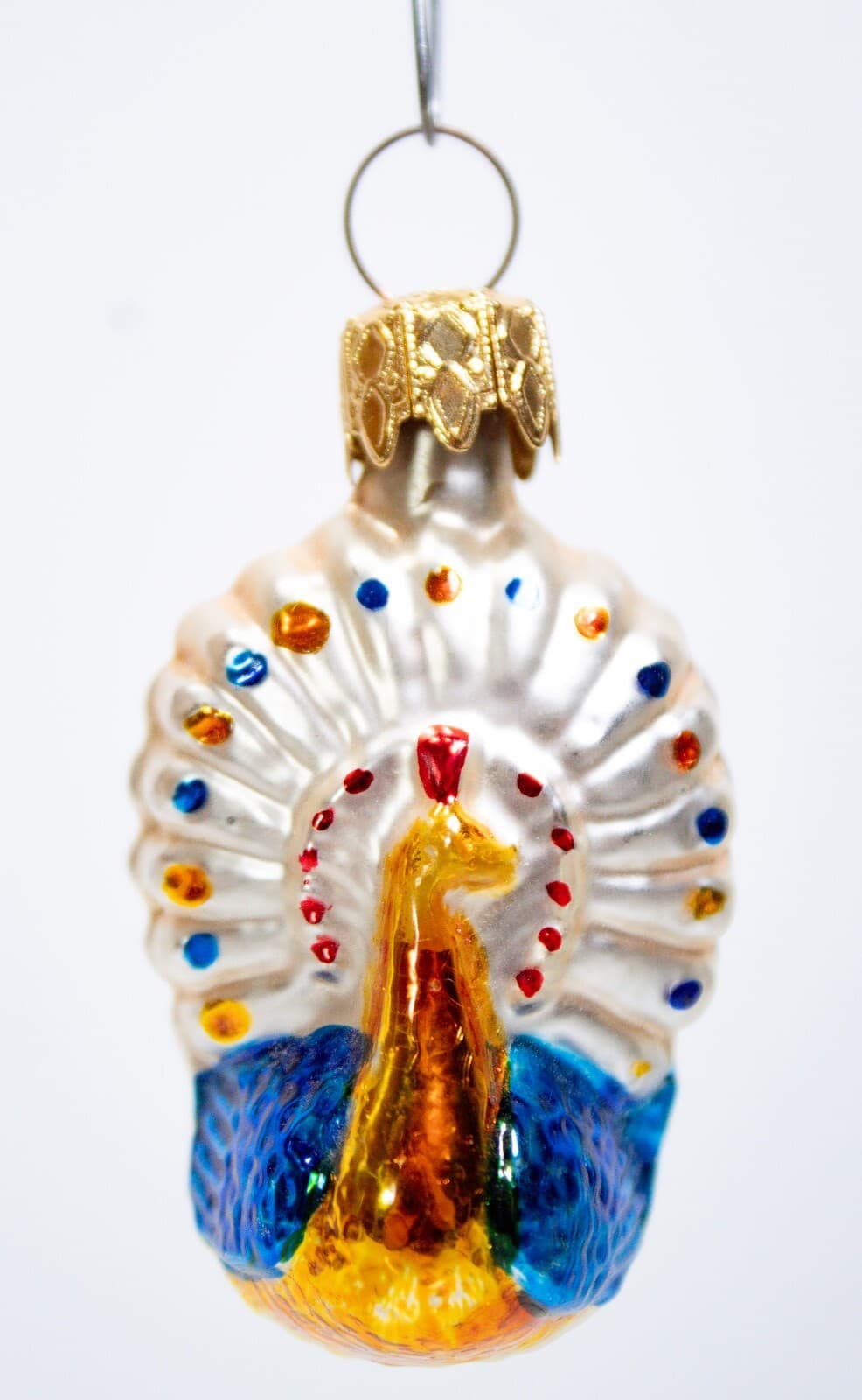 Vintage Germany Decorative Hand Blown Glass Peacock Christmas Ornament - Image 1