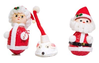 Lot Of 3 Wooden Christmas Santa Claus Mrs. Claus Festive Dog Figurine Ornaments - Image 1