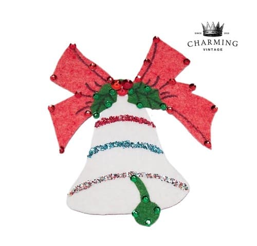 Vintage Handmade Felt Christmas Jingle Bell Magnet Ornament - Image 1