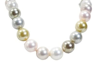 Vintage Multicolor Faux Pearl Sterling Silver Clasp Statement Beaded Necklace - Image 1