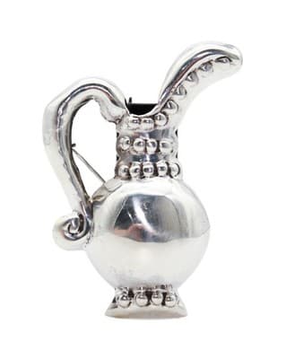 Vintage Mexico Sterling Silver 925 Fancy Pitcher Posey Holder Pin Brooch - Image 1