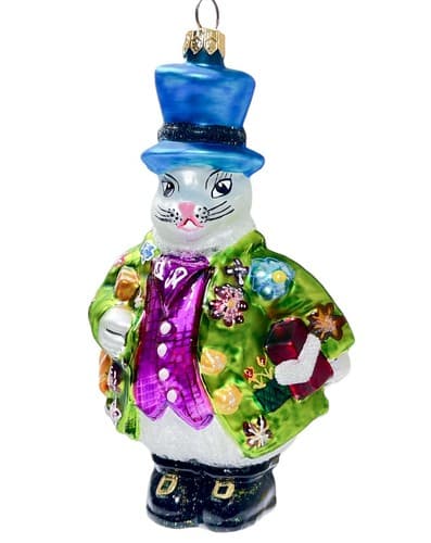 CHRISTOPHER RADKO Hopper B. Topper Bunny Rabbit Glass Ornament