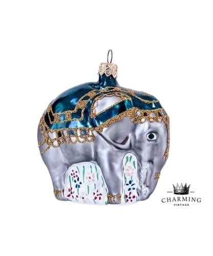 Vintage Circus Hand Painted Gray Glass Christmas Polish Ornament