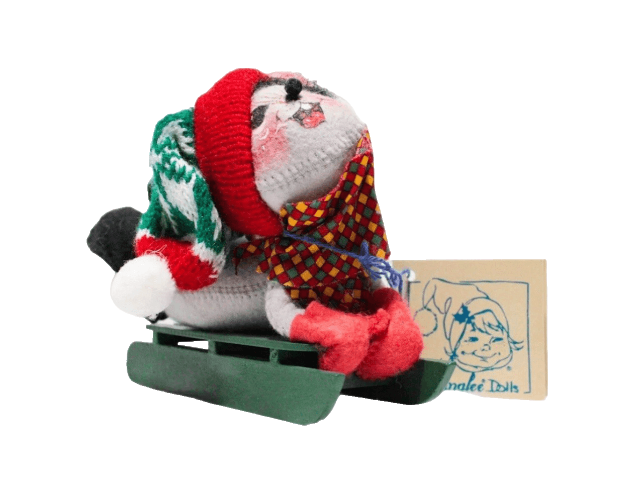 Vintage ANNALEE Mobilitee 1997 "Sledding Mouse" Christmas Felt Doll w/TAG - Image 1