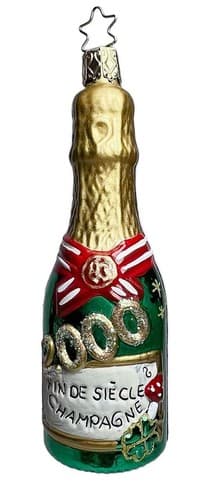 Vintage INGE-GLAS Made in Germany 2000 Millennium Champagne Christmas Ornament - Image 1