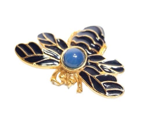 Vintage HMR Enamel Cabochon Stone HERITAGE MUSEUM REPLICA Bumble Bee Brooch
