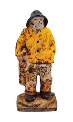 Antique 1910's Cast Iron Old Salt Fisherman Eastern Specialty Doorstop