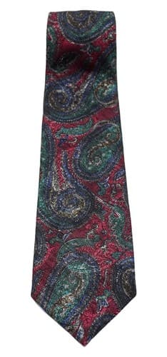WEMBLEY Men's necktie Vintage Burgundy Paisley 100% Polyester Made In USA - Image 1