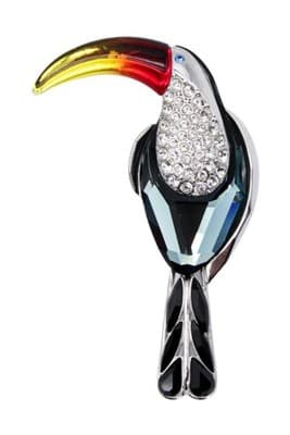 Vtg SWAROVSKI Sterling Silver 925 Crystal Enamel Toucan Bird Pin Brooch