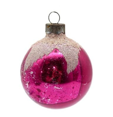 Shiny Brite Vintage Pink Mica Snowcap Ball Glass Christmas Ornament