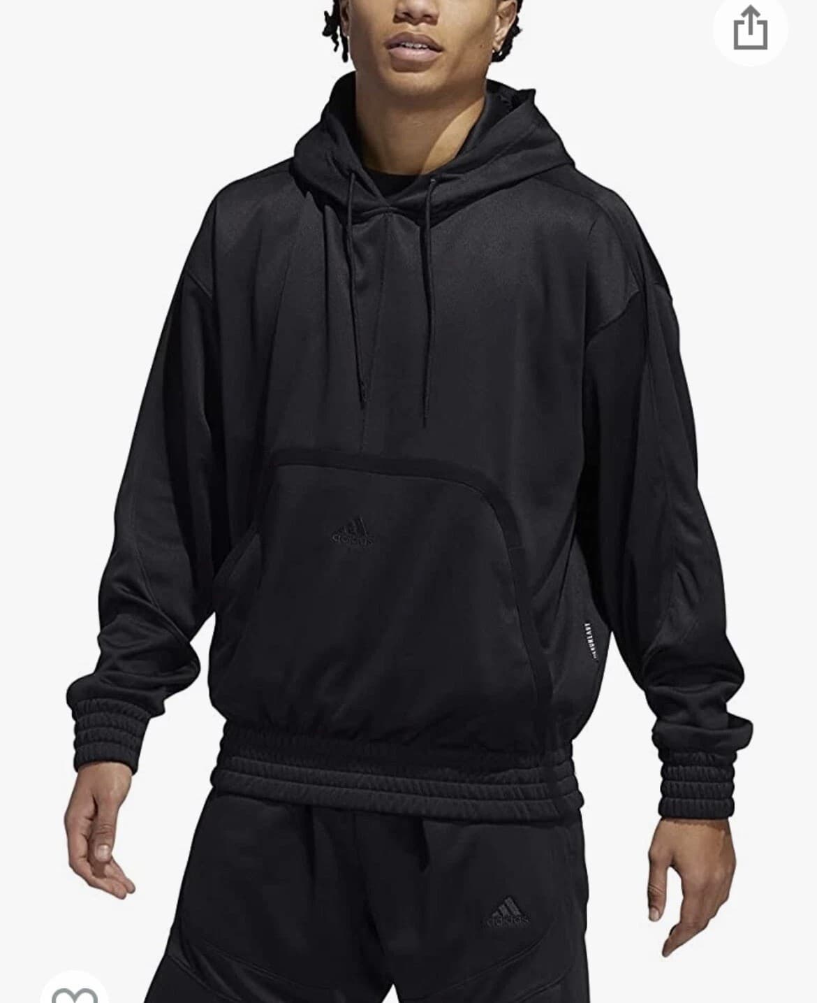 adidas Cross Up 365 Hoodie- Men's Basketball - Black - FR0946 Size 2XL - Image 1