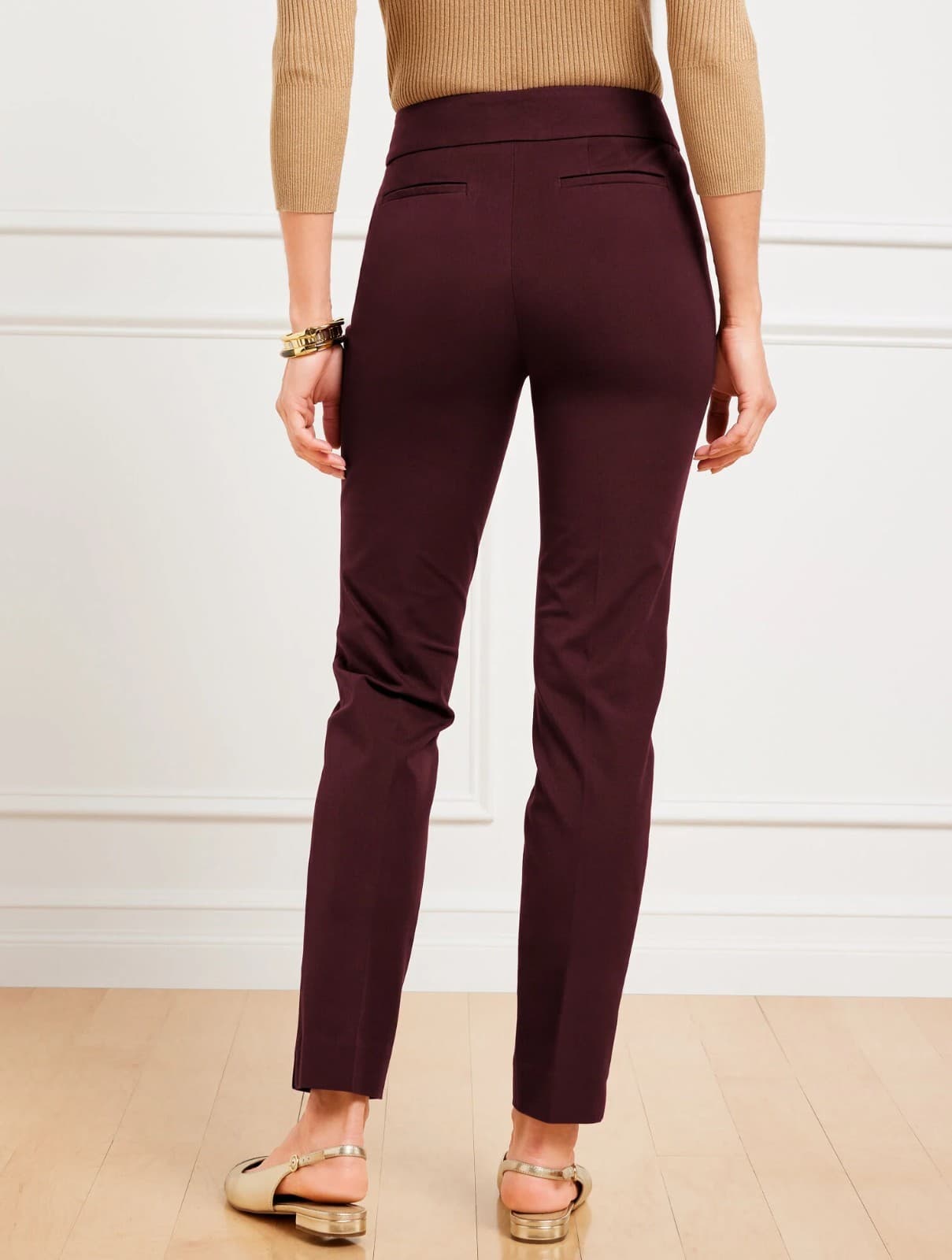 Talbots Maroon Chatham Ankle Side Zip Pants Size 8p - Image 1