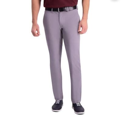Haggar Men's Premium Comfort Khaki Pant 32W x 32L, Slim Fit, Grey - Image 1