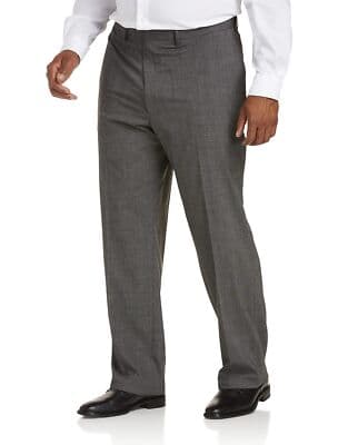 J.M. HAGGAR CLASSIC FIT FLAT FRONT DRESS PANT BIG & TALL,HEATHER GREY, 60W X32L - Image 1