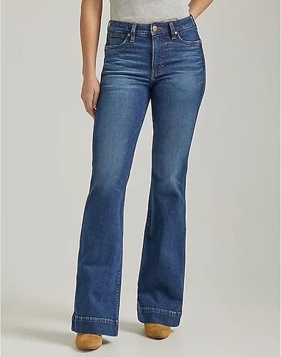 Wrangler Retro Women's Blue Denim High Rise Trouser Jean W26xL34 - Image 1