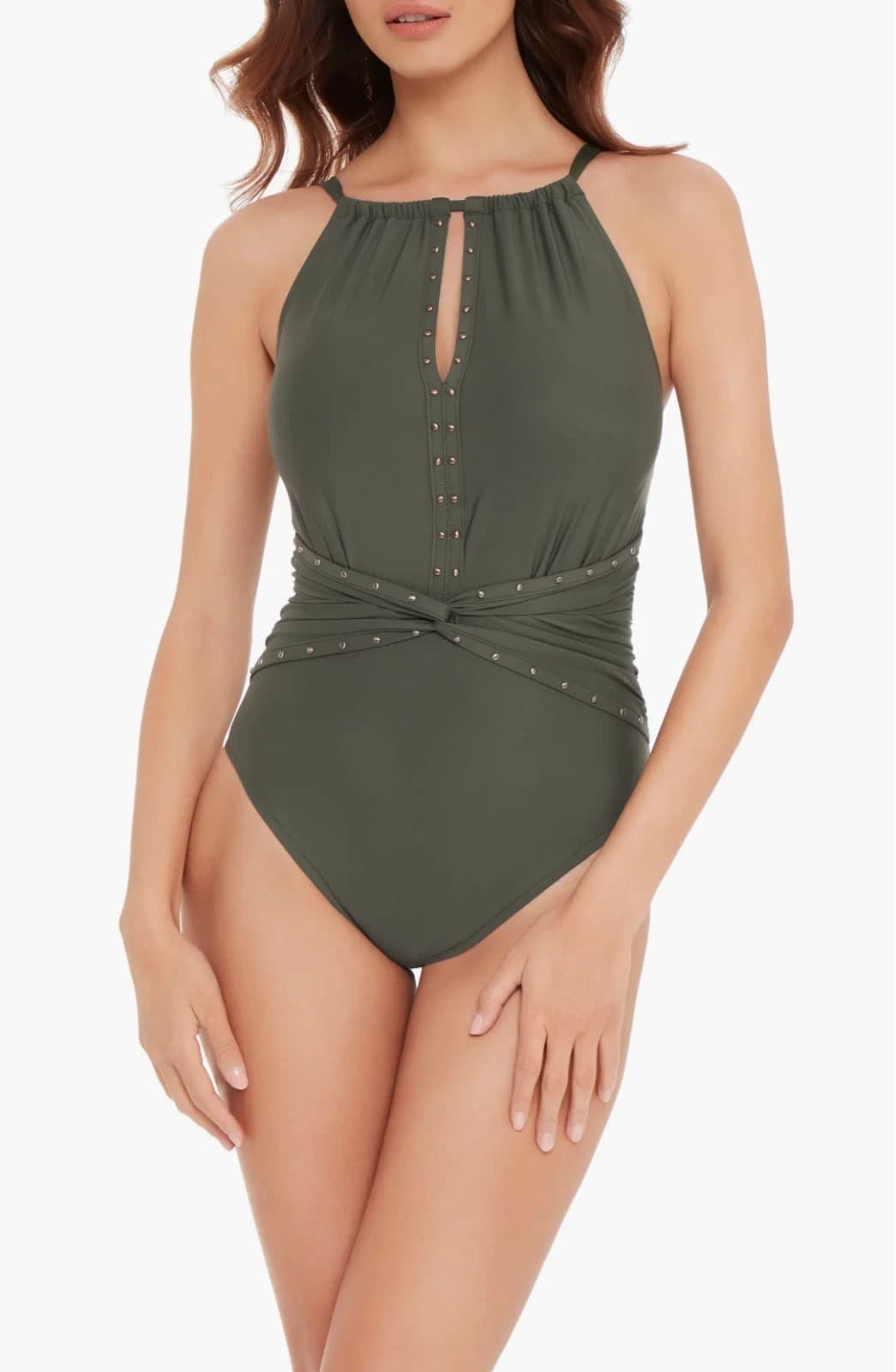 Magicsuit Riveted Diana Green One-Piece Swimsuit L21917 Size 16 NWT - Image 1