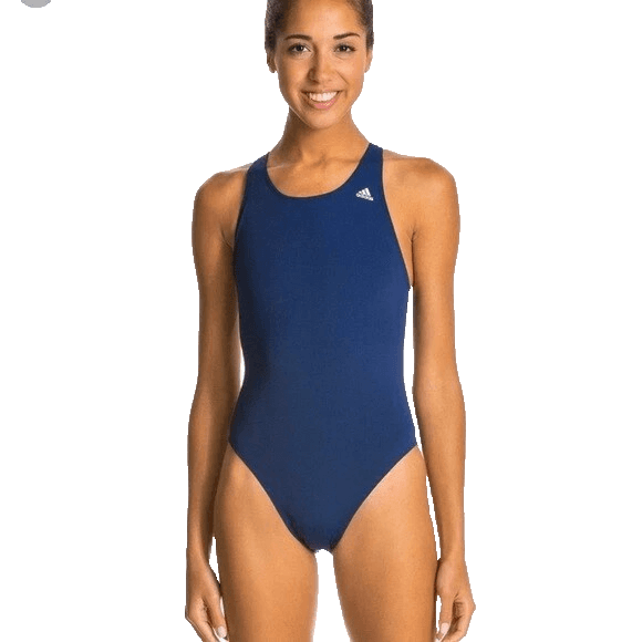 Adidas Women's Solid V Back One Piece Swimsuit Navy Size 28 - Image 1