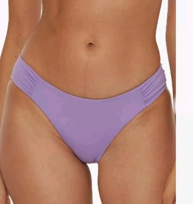 BECCA Lavender Purple Swimsuit Bottoms Ruched Bikini Bottom NWT Medium - Image 1