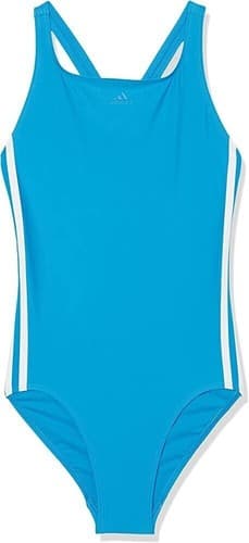 Adidas Girls' One Piece Swimsuit Blue White Stripes Athletic Swimwear Sz S - Image 1